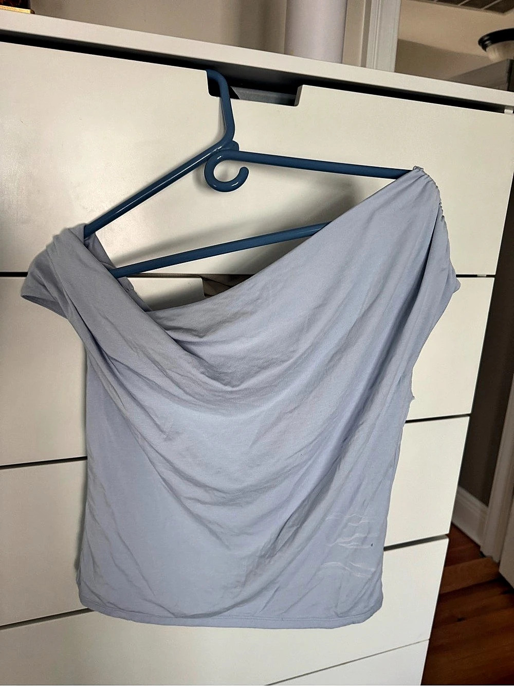 Abercrombie & Fitch A&F Modal Blend Collection Draped Short Sleeve Top in Blue